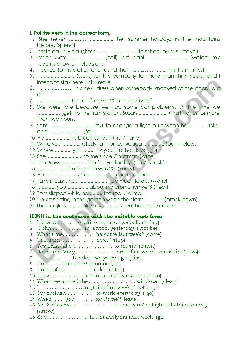 Tenses-practice worksheet