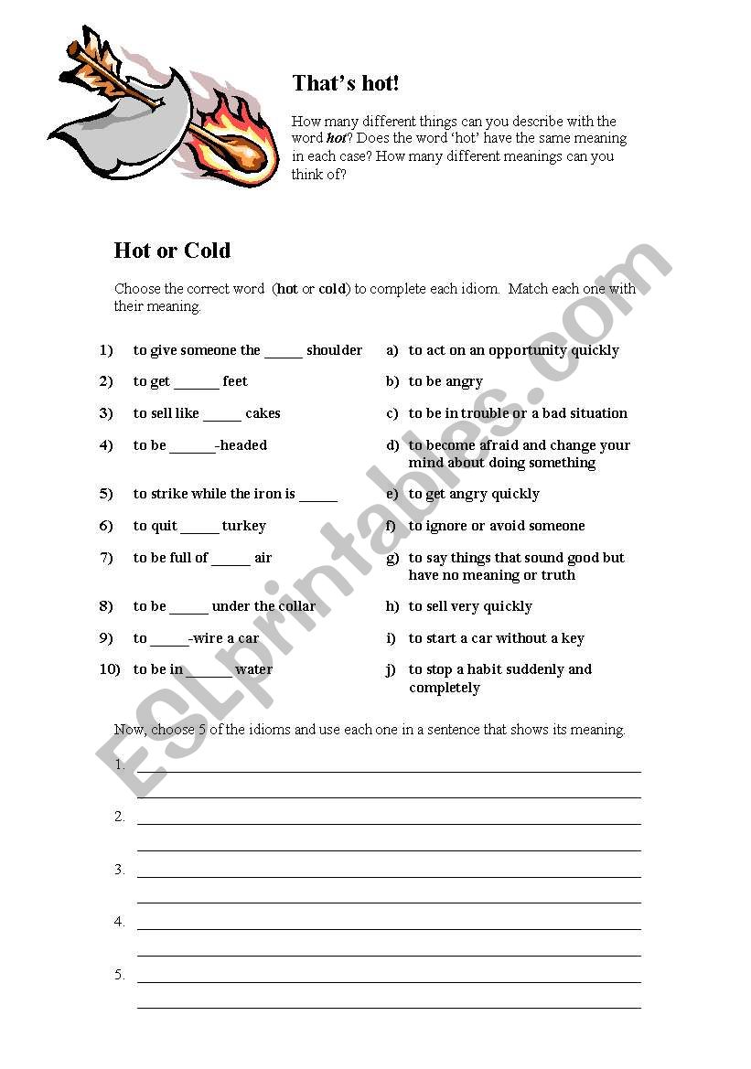 Thats hot! worksheet