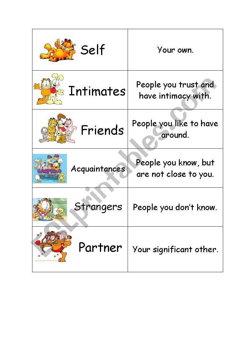 Relationships worksheet