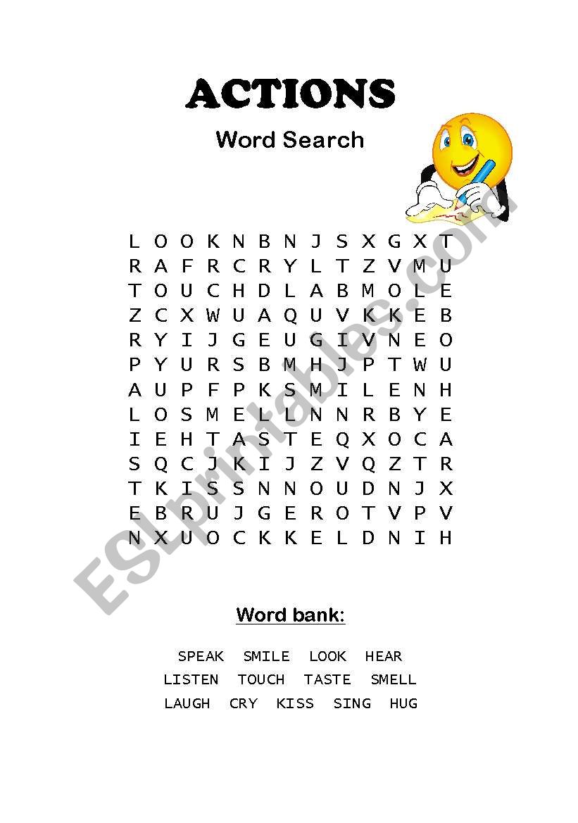 Actions - Word Search worksheet
