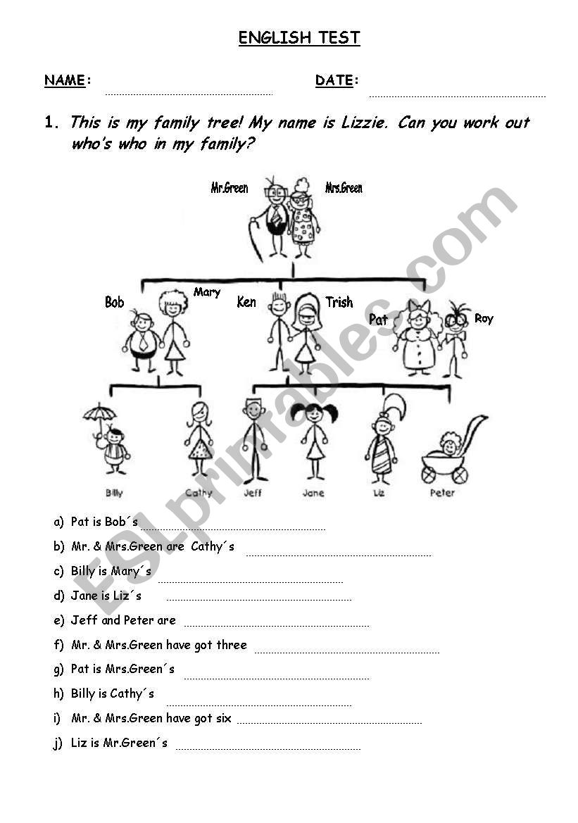 ENGLISH TEST worksheet