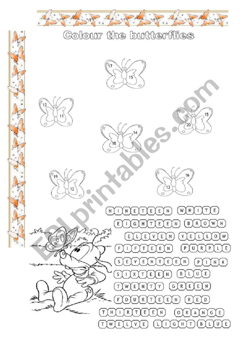 Butterflies worksheet