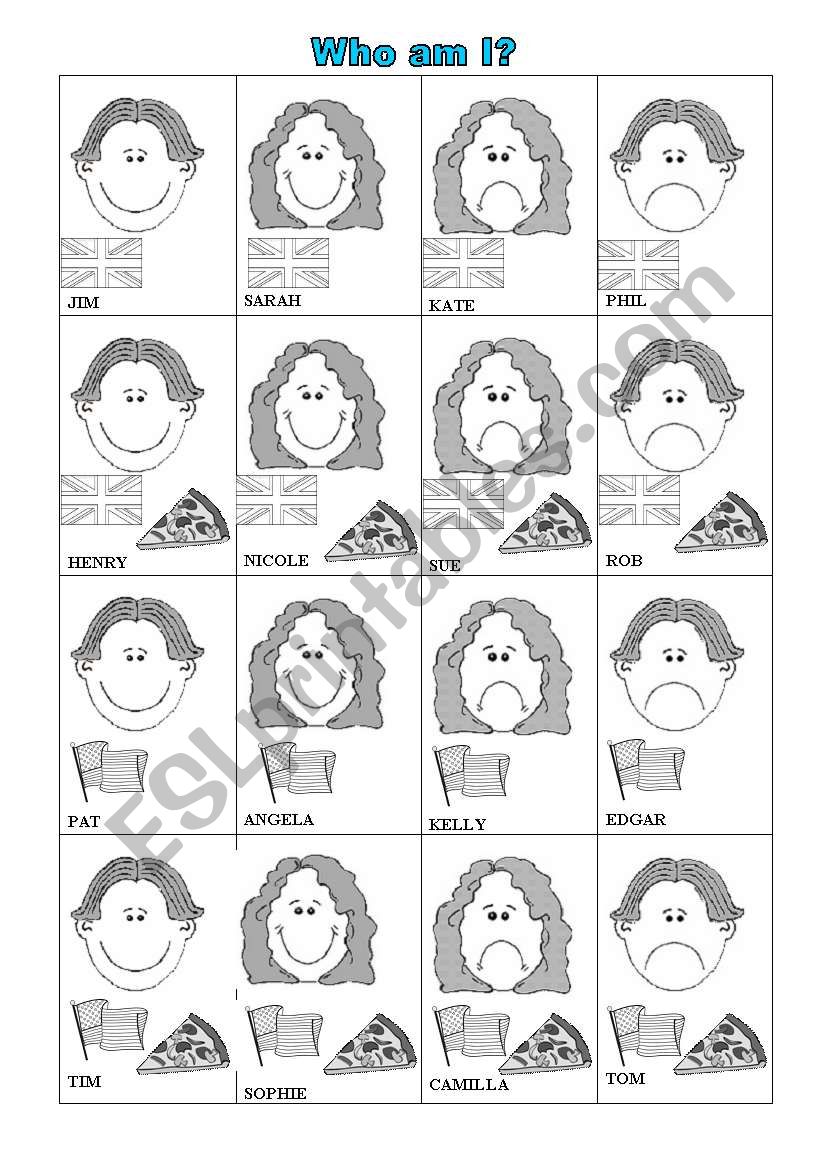 Who am I? Activity sheet and instructions