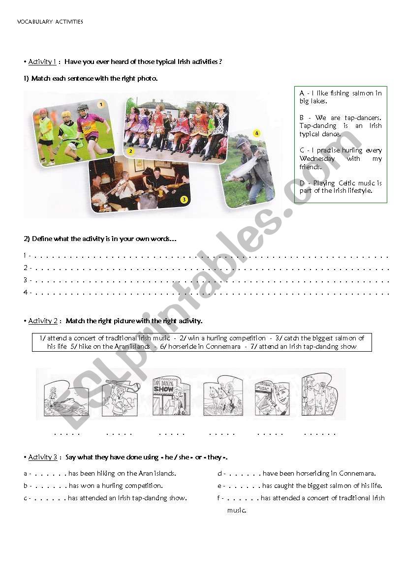 Vocabulary activities worksheet