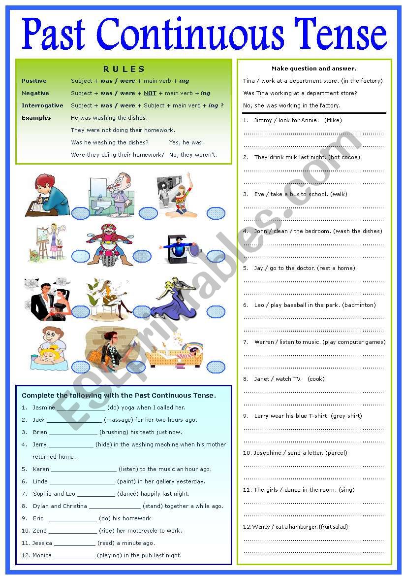 Past Continuous Tense - B/W  worksheet