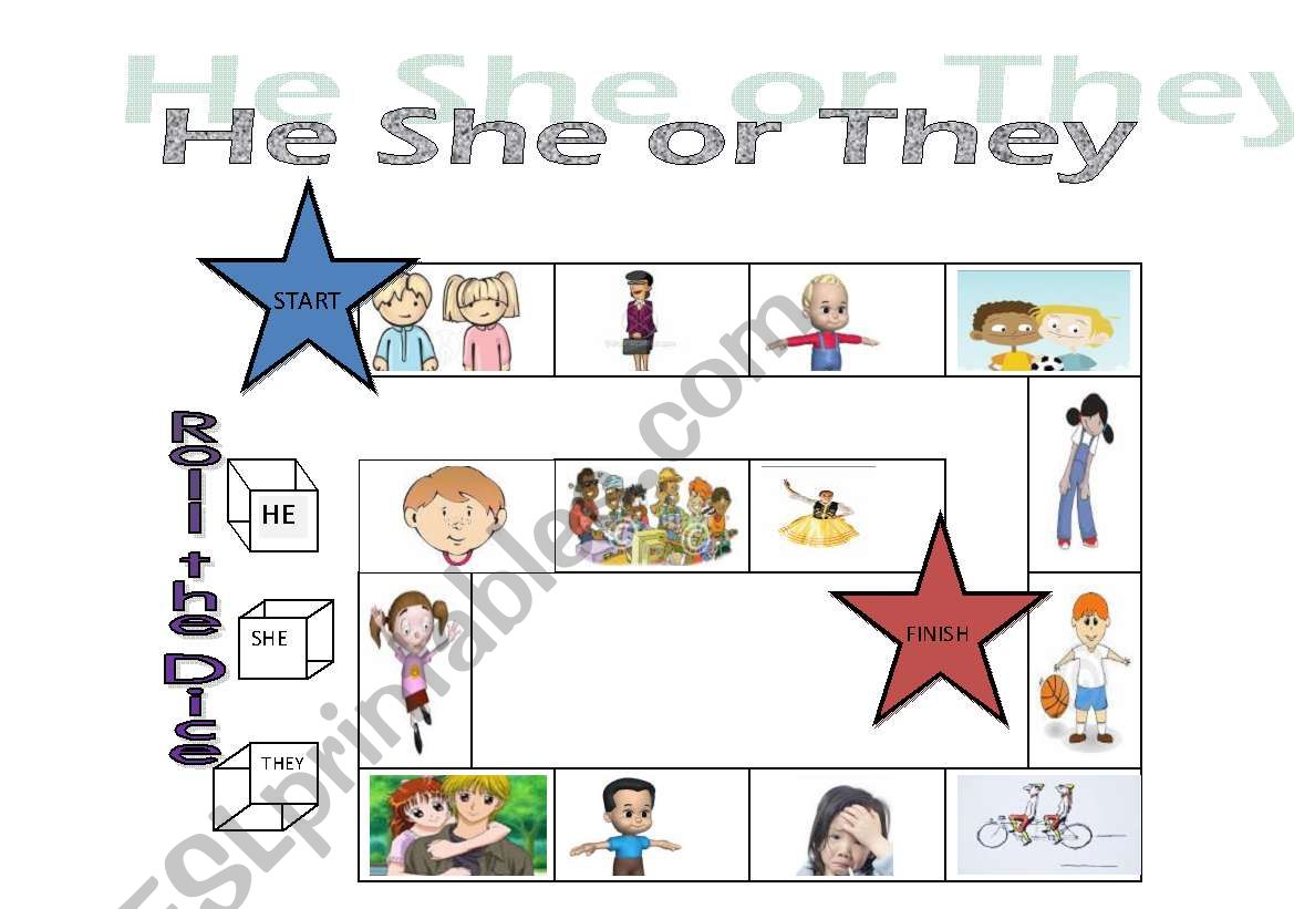 Pronoun Board Game worksheet