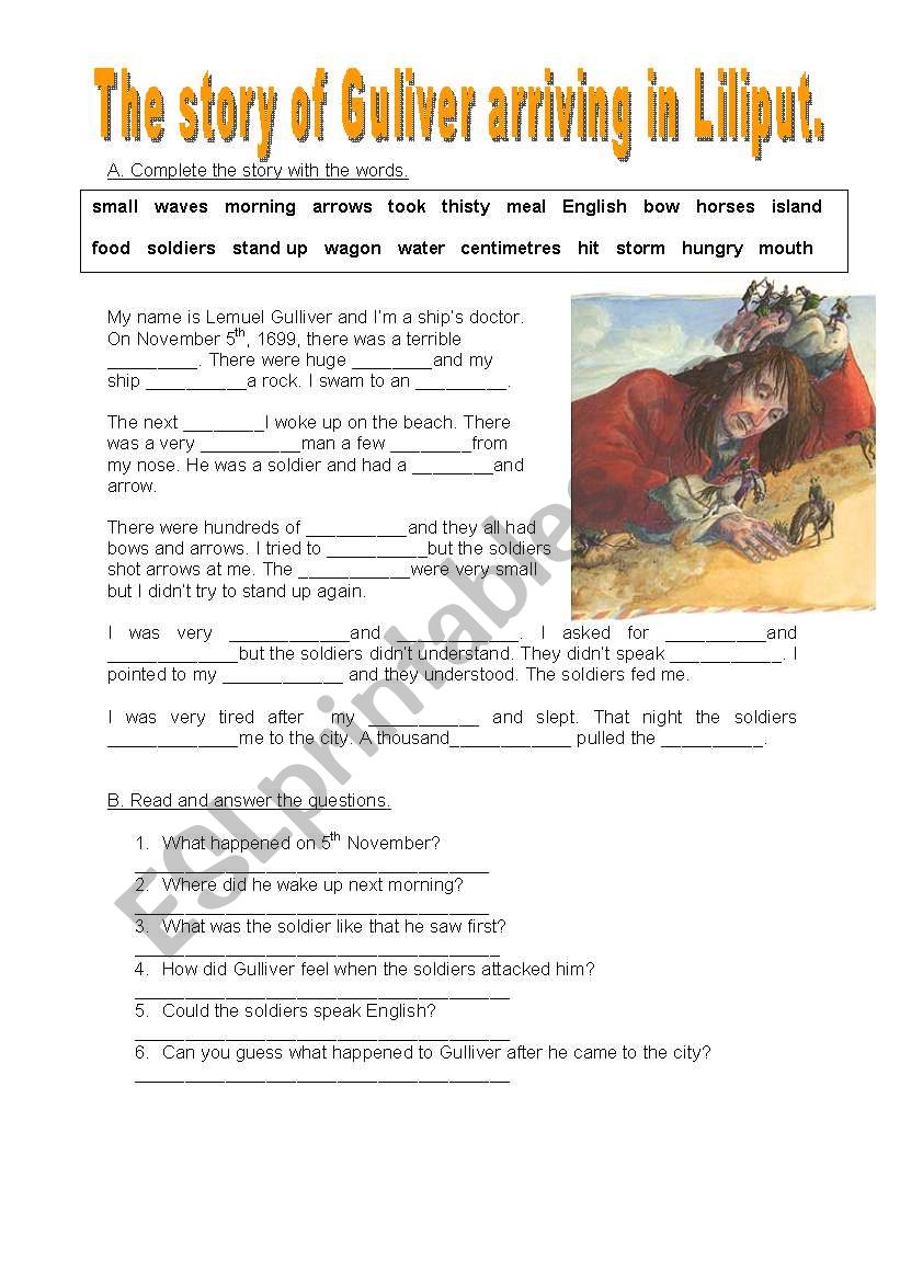 gulliver in Lilliput worksheet