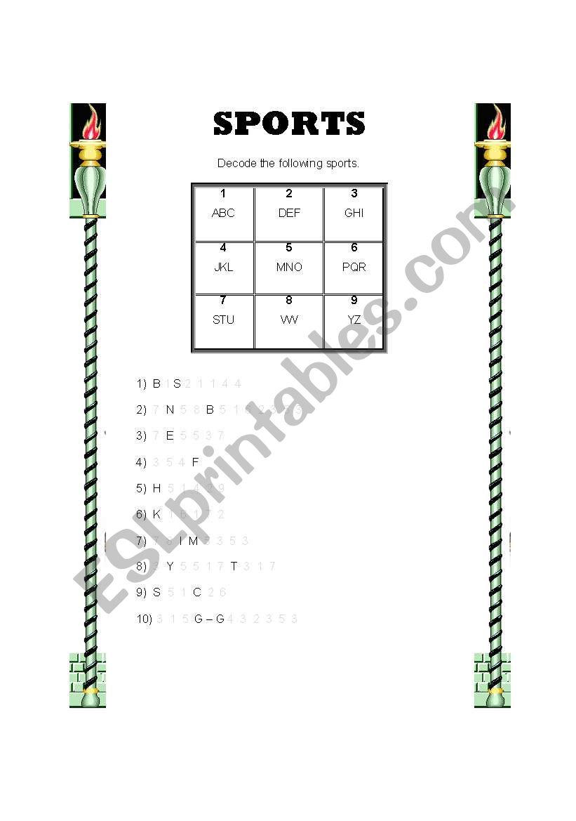 Sports worksheet