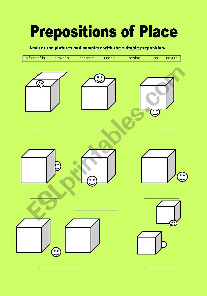 Prepositions of Place worksheet