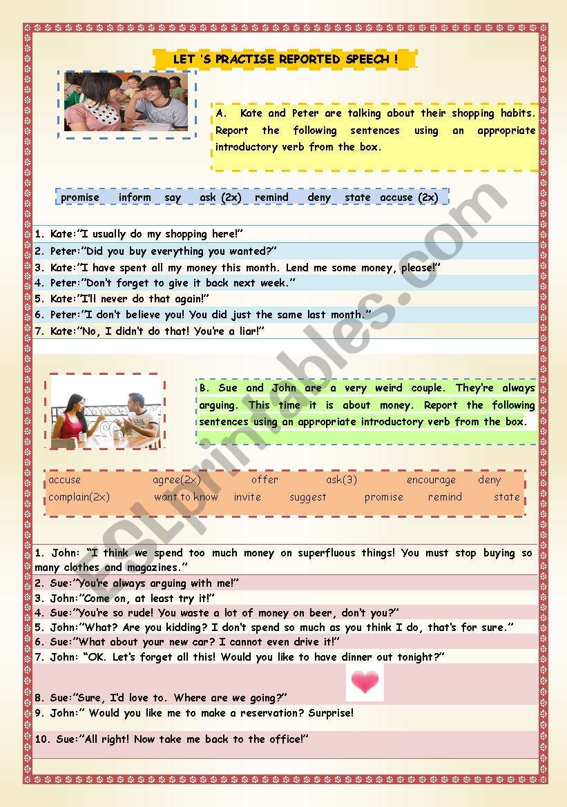 LET ’S PRACTISE REPORTED SPEECH ! -TWO DIALOGUES