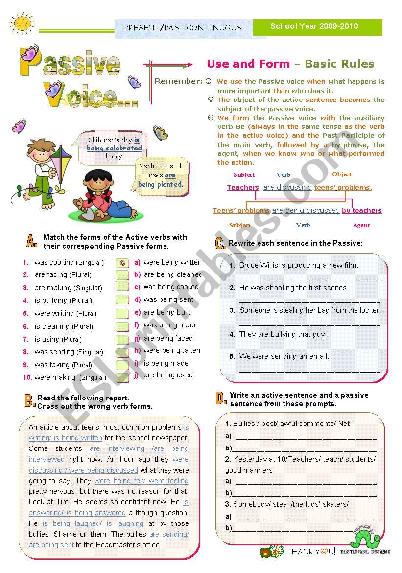 Introducing the Passive Voice Series (2)  - Present Continuous plus  Past Continuous