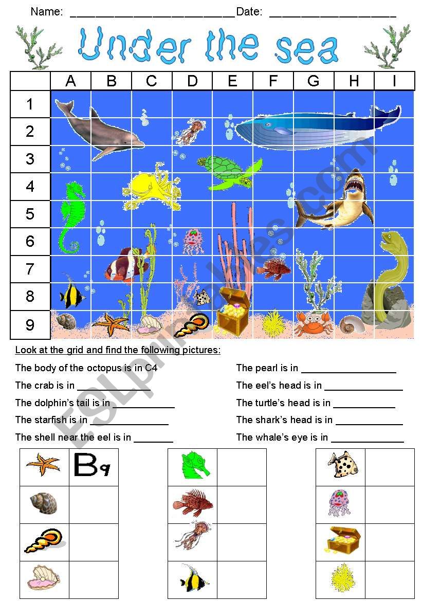 Under the sea - Grid 1 worksheet