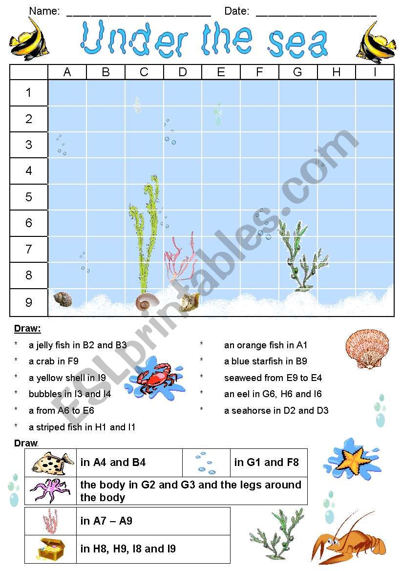 Under the sea - Grid 2 worksheet