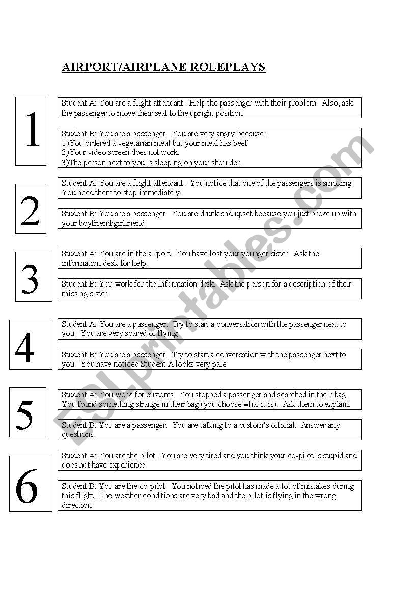 Airport Roleplay worksheet