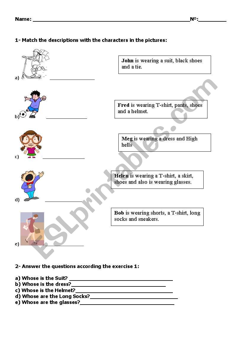 What are they Wearing? worksheet