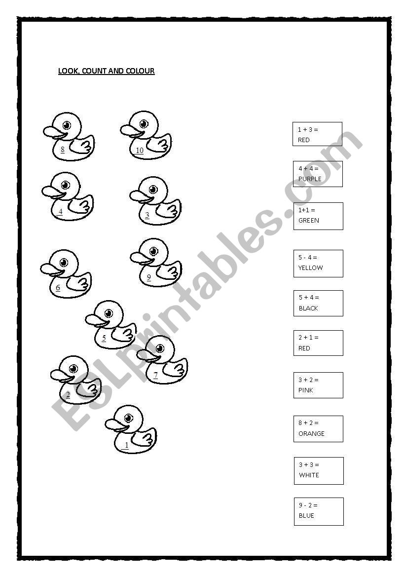 Numbers and Colours worksheet