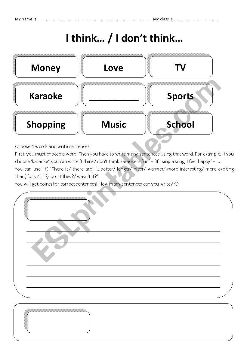 Making sentences worksheet