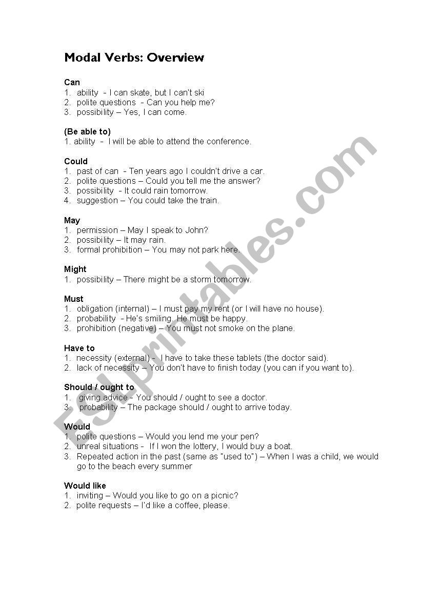 Complete Modal Verbs Less Sensible