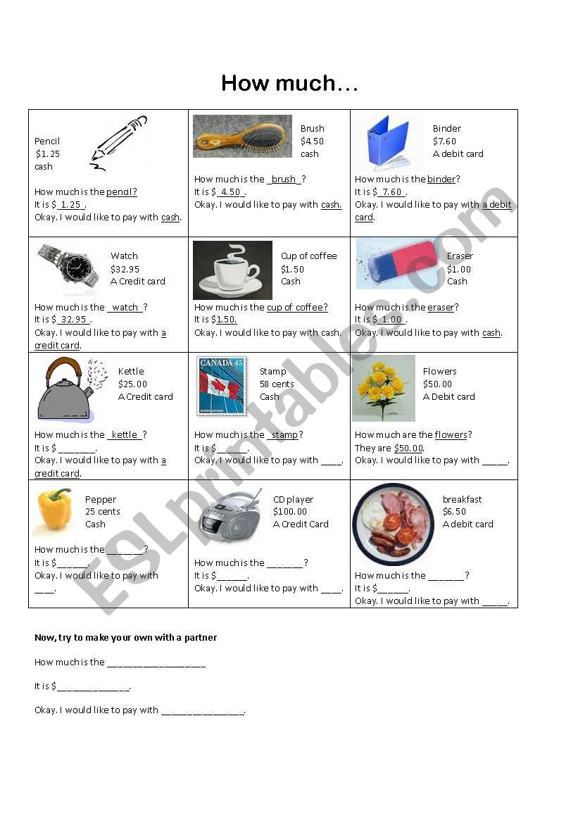 How Much? worksheet