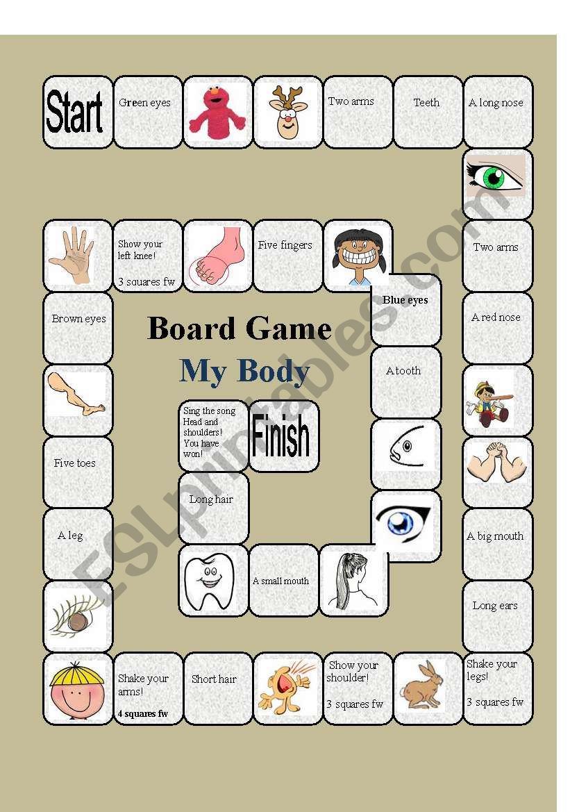 Boardgame-My body worksheet