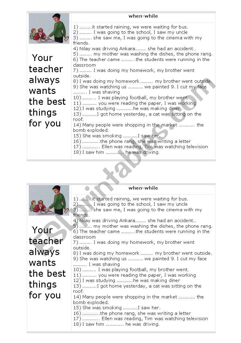 Well done!  worksheet