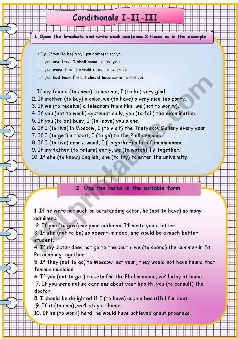 Conditionals I-II-III worksheet