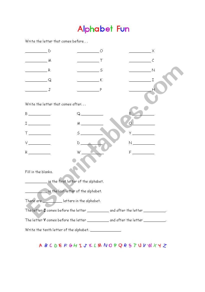 Alphabet fun worksheet