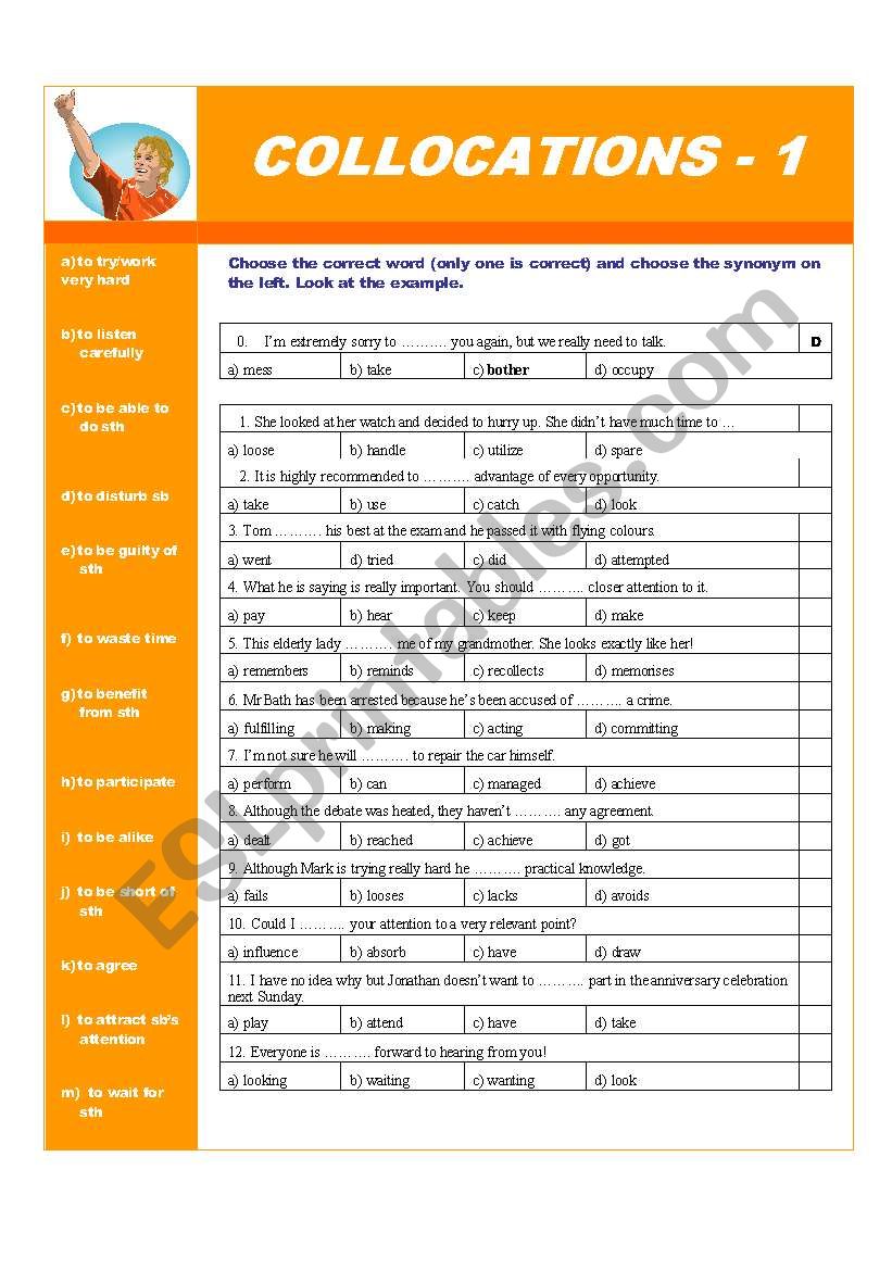 Collocations - part 1 worksheet