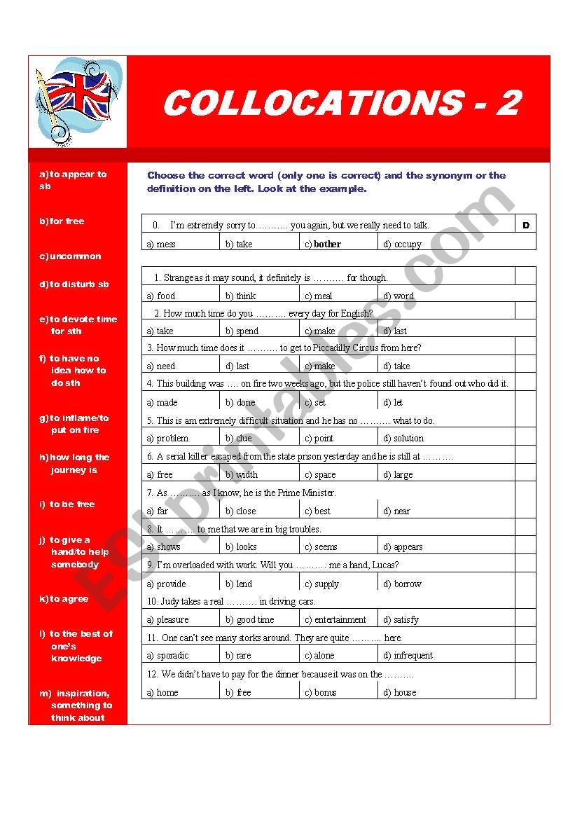 Collocations - part 2 worksheet