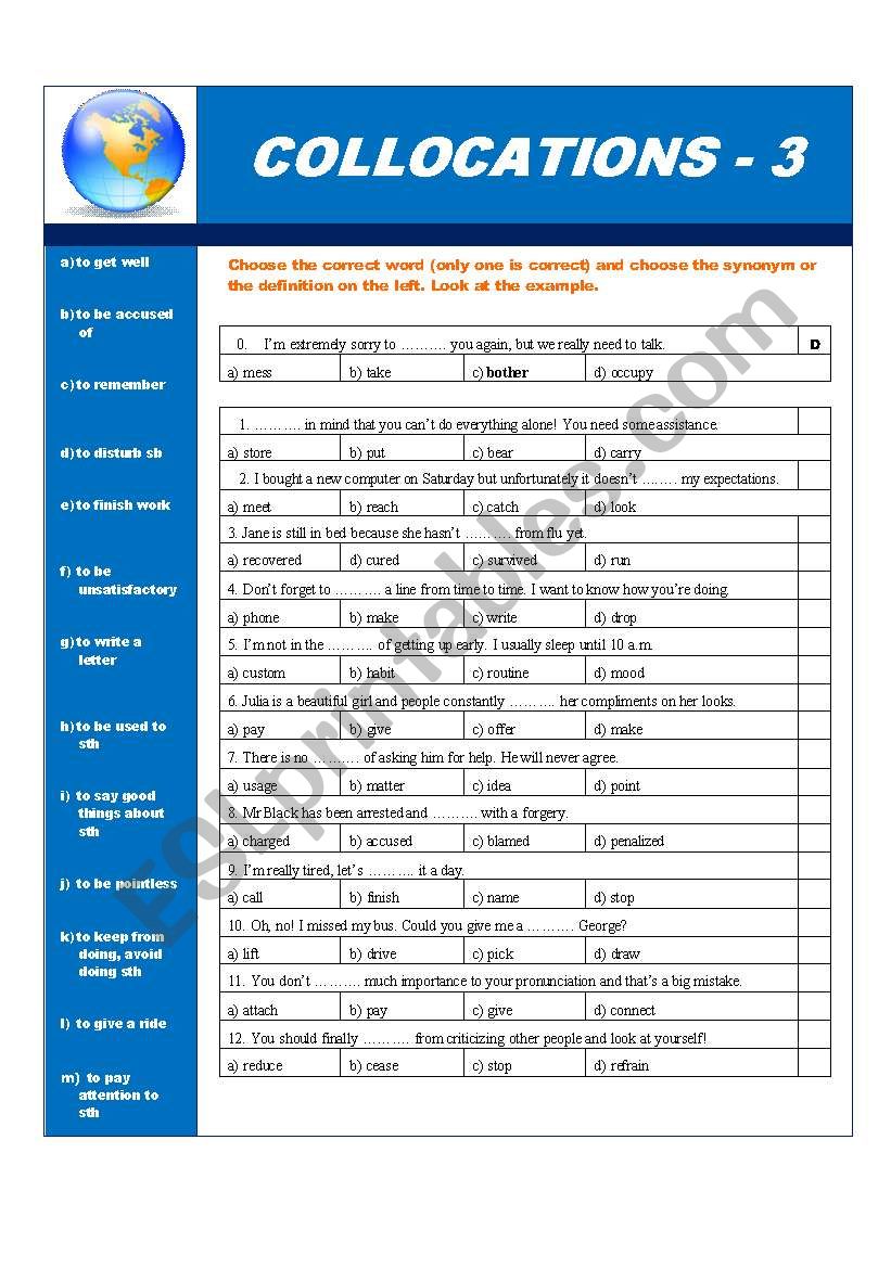 Collocations - part 3 worksheet