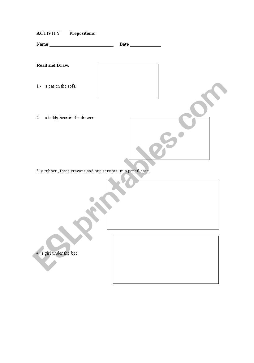 ACTIVITY  Prepositions worksheet