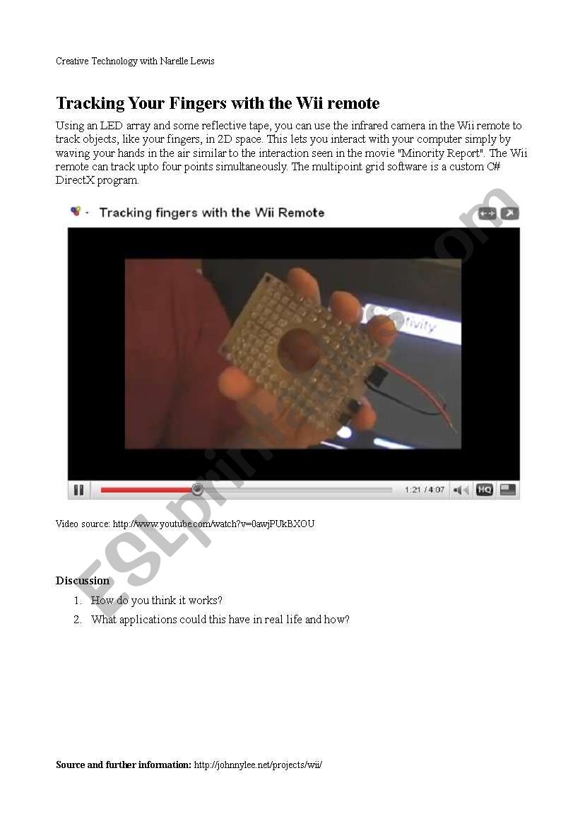 Creative Technology: Use a Wii to make a whiteboard and virtual reality 