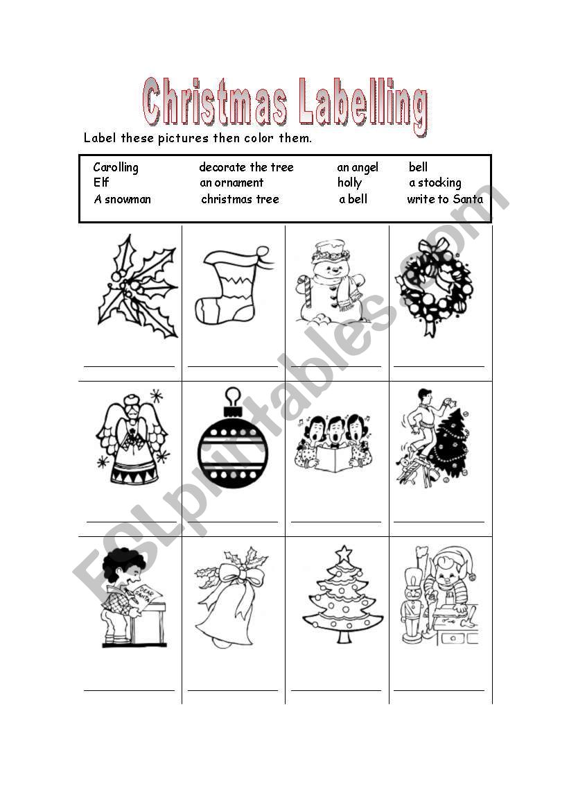 Christmas Labelling worksheet