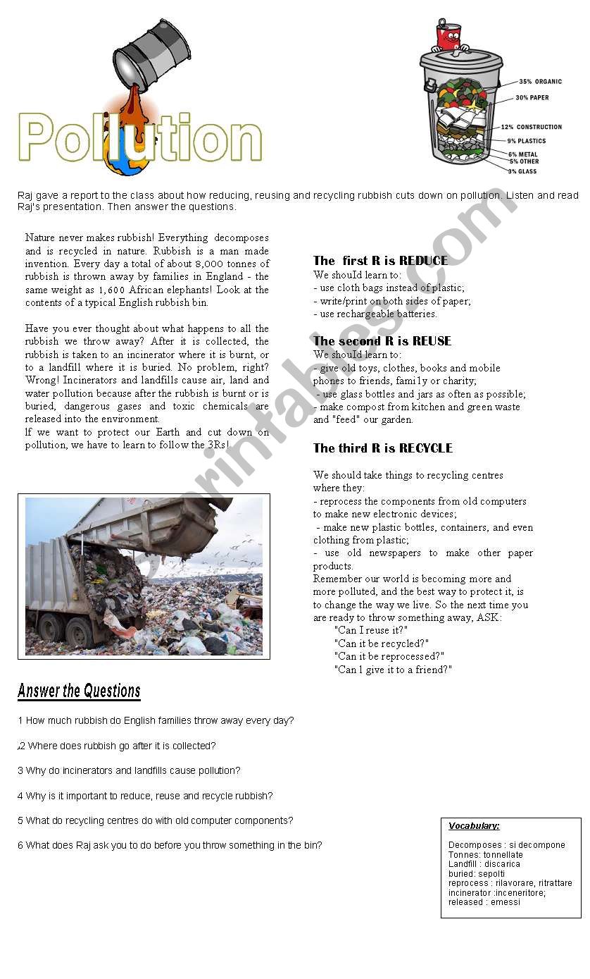 pollution solutions worksheet