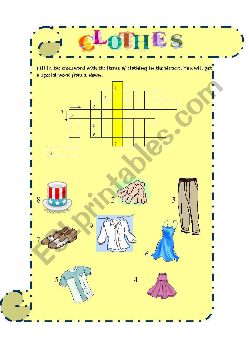CLOTHES worksheet