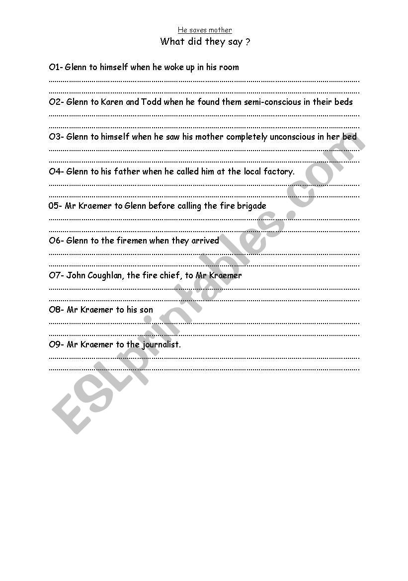 He saves mother worksheet