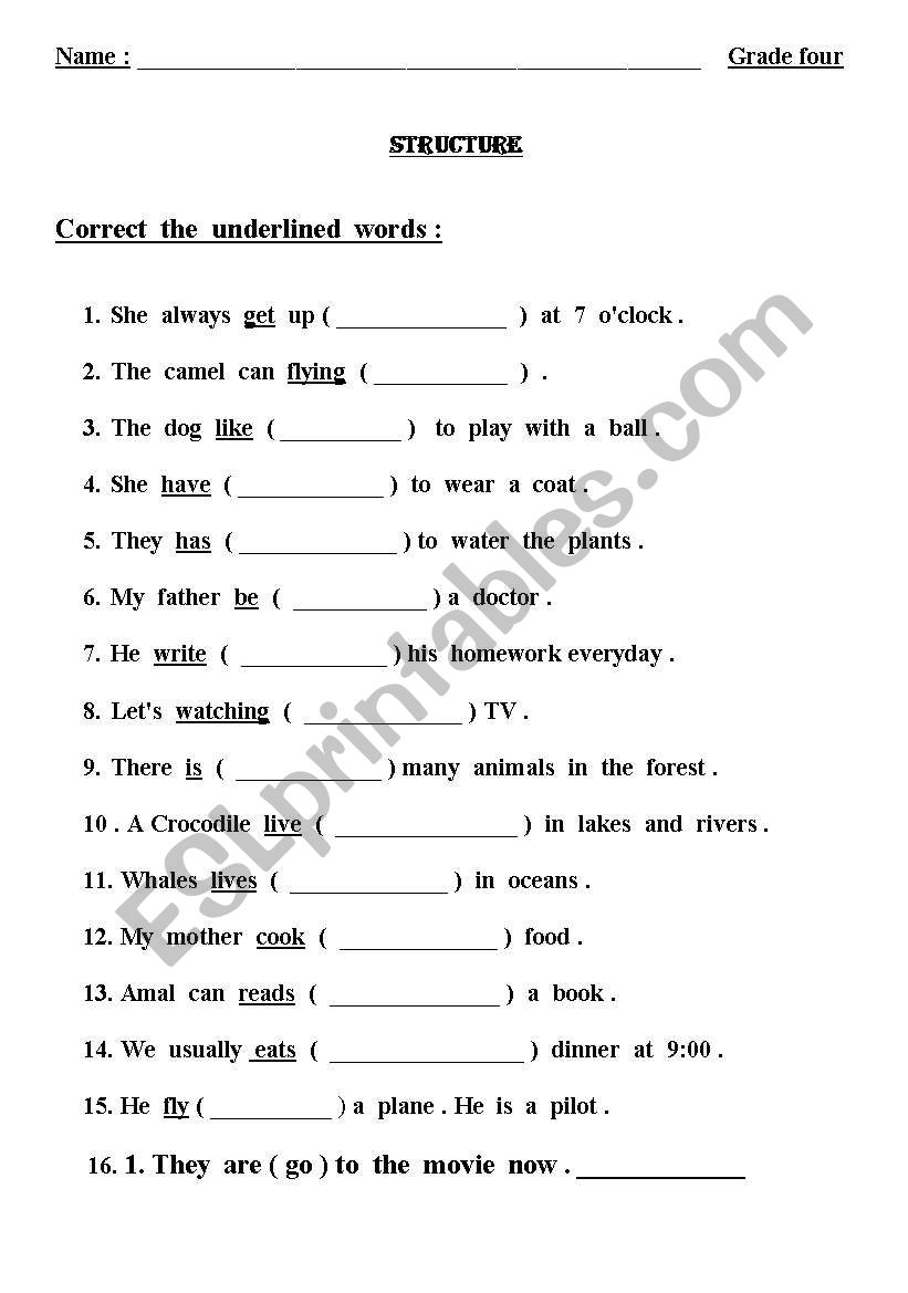 grammer worksheet