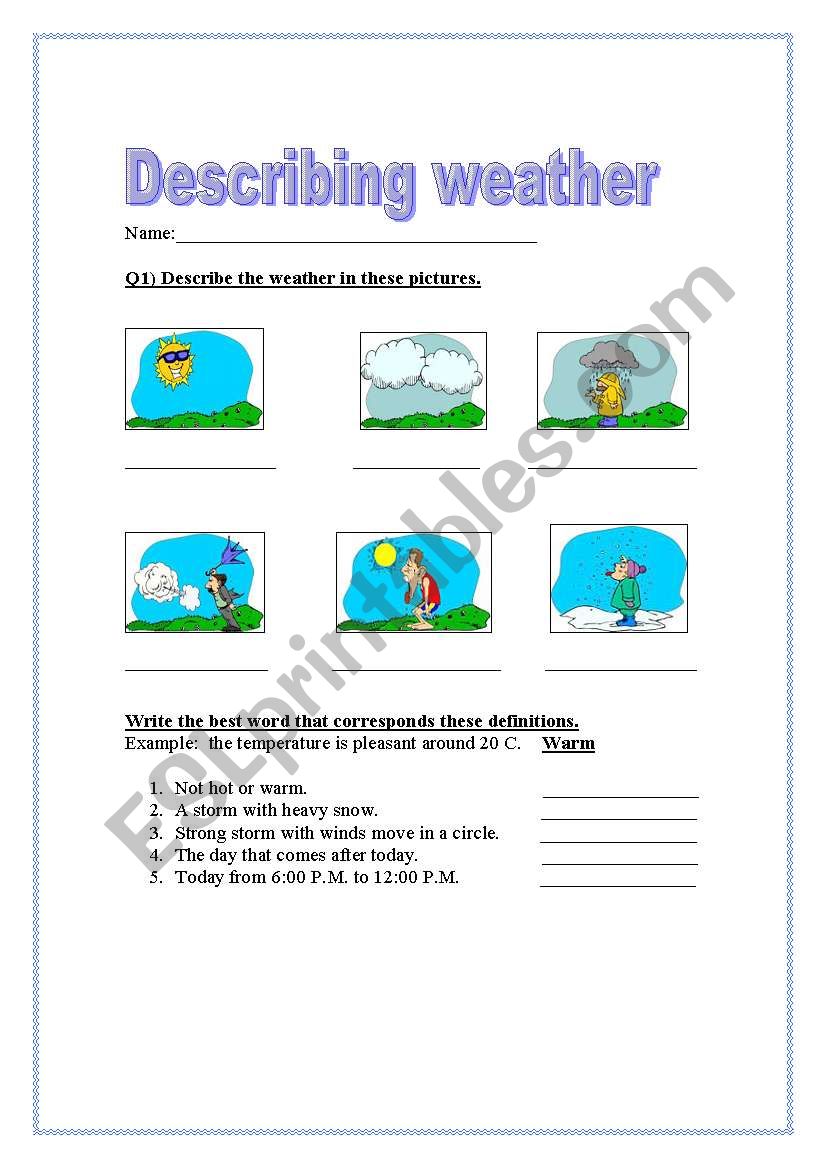 Describing Weather worksheet