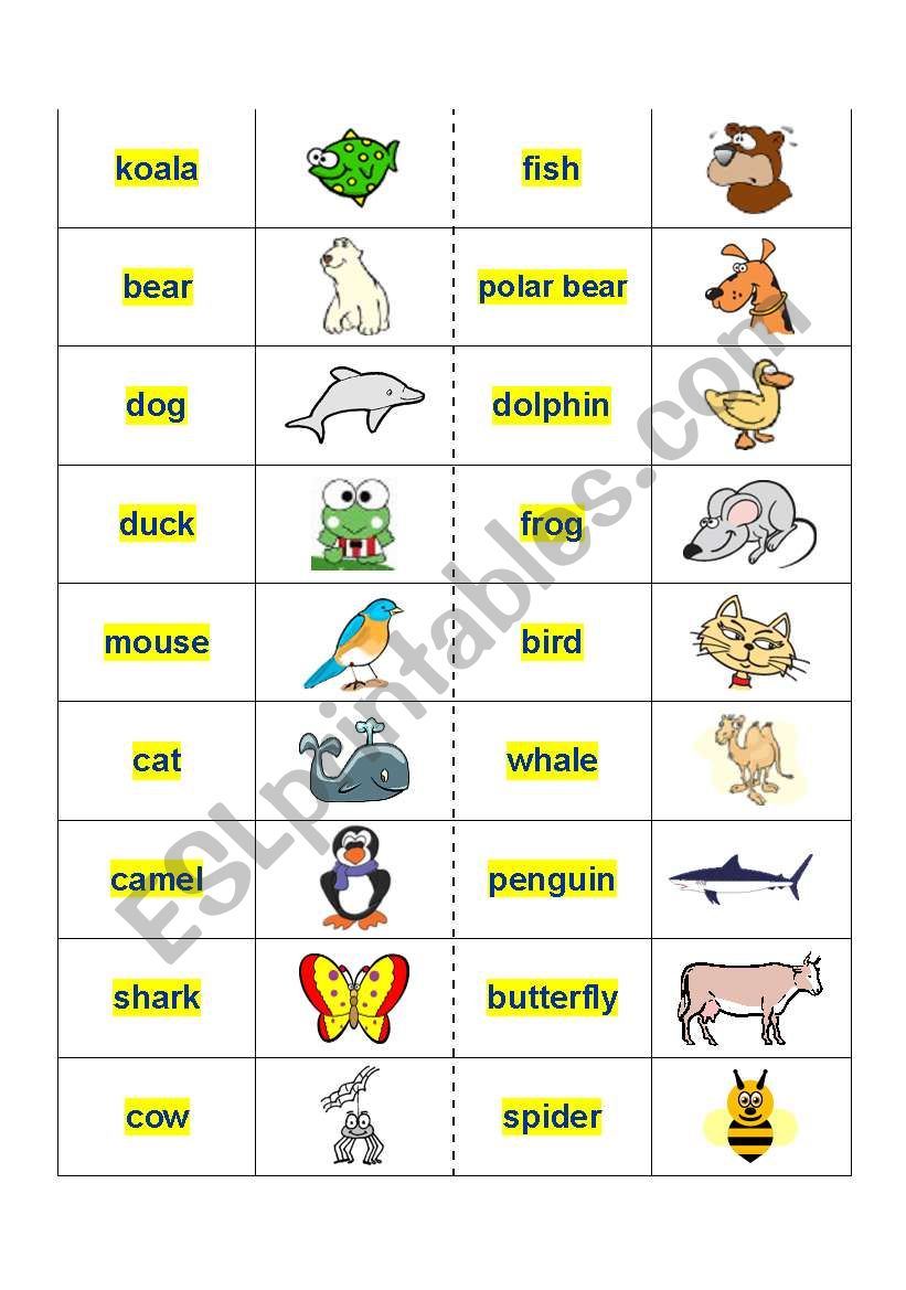 ANIMAL DOMINOES worksheet