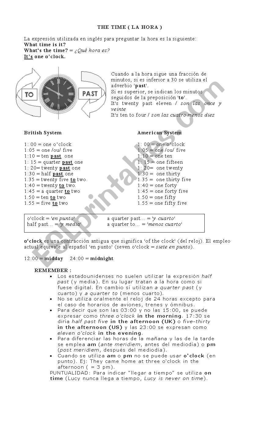 The Time worksheet