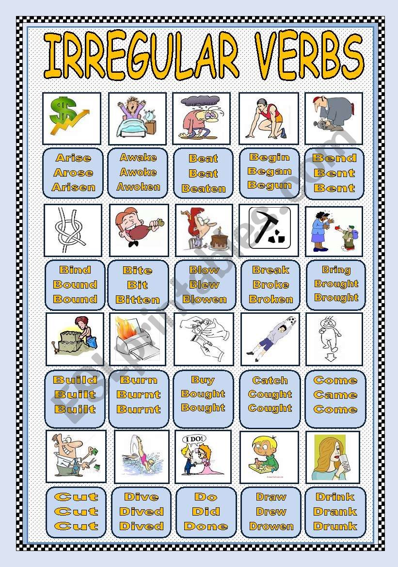 IRREGULAR VERBS PICTIONARY  or  A POSTER