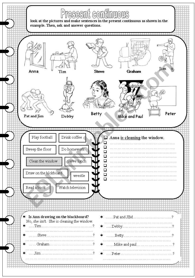 present continuous worksheet