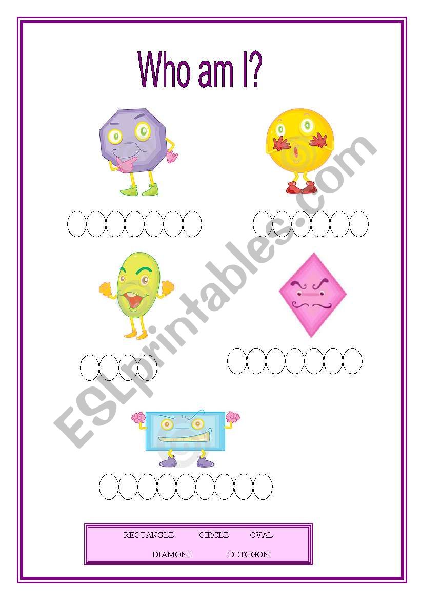 SHAPES VOCABULARY  worksheet