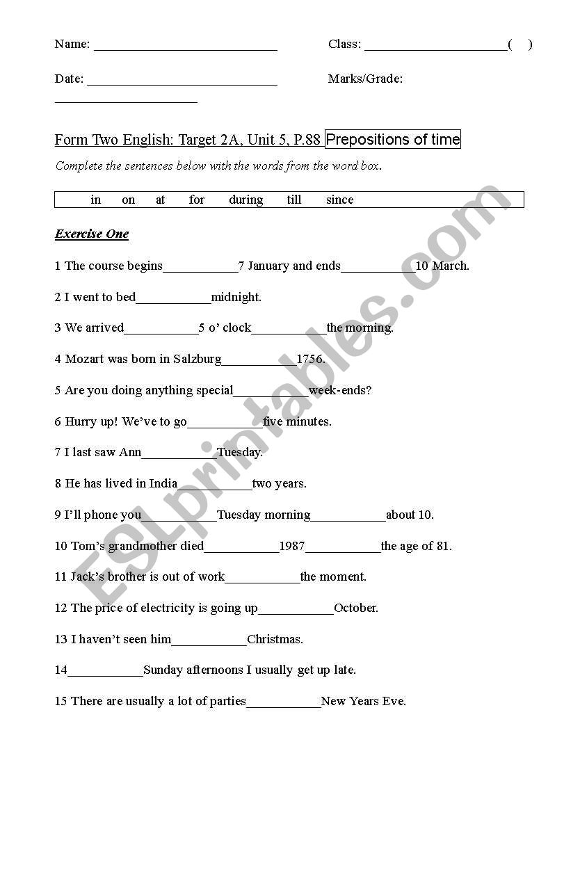 grammer revision worksheet