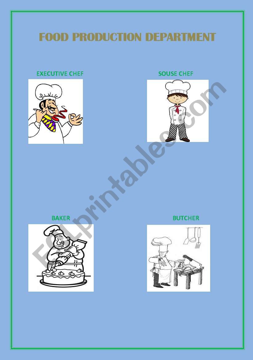 FOOD PRODUCTION DEPARTMENT worksheet