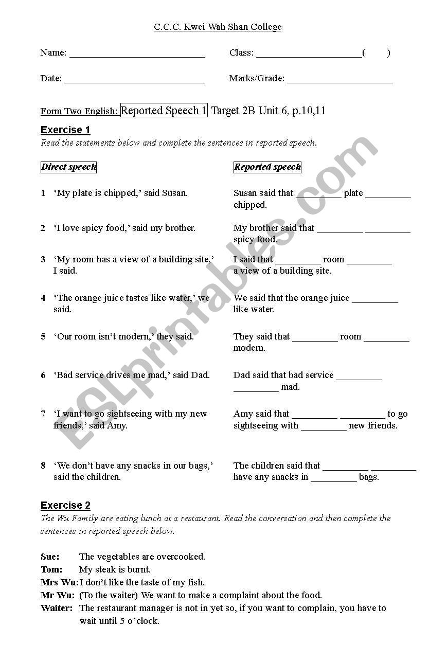 grammer revision worksheet