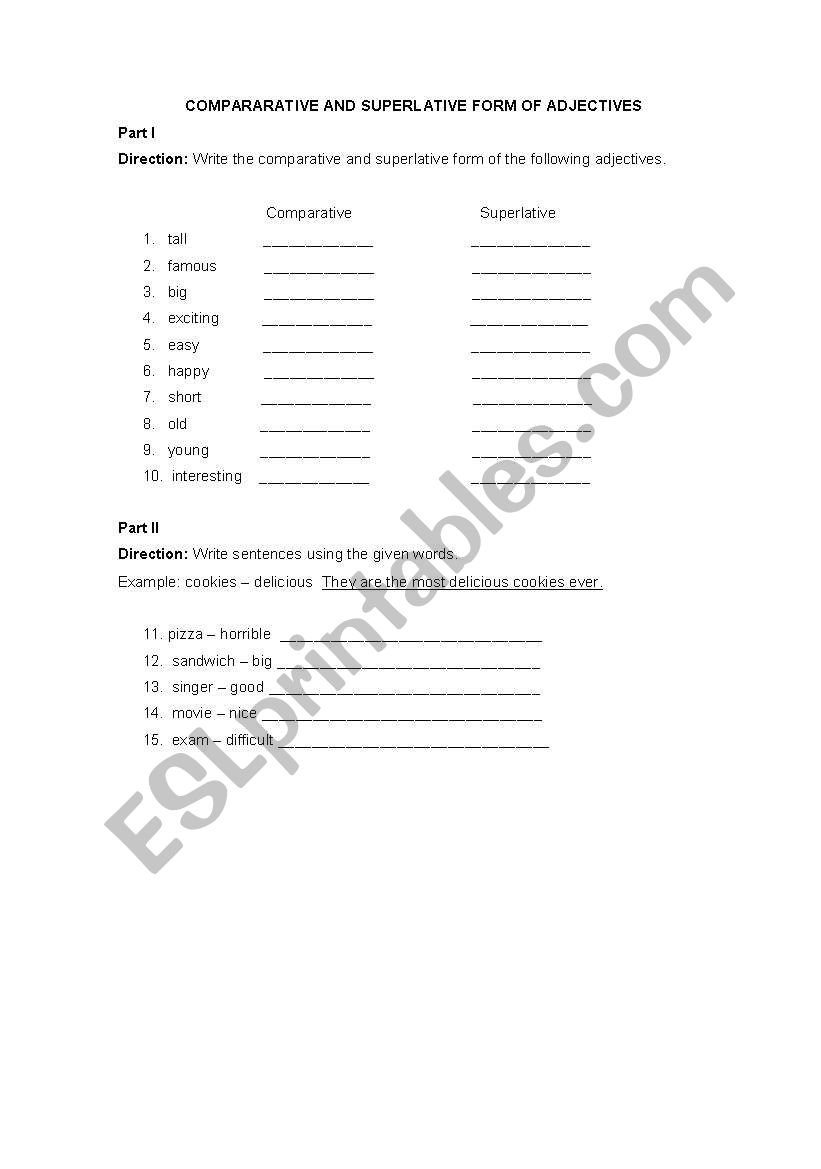 COMPARATIVE AND SUPERLATIVE FORM OF ADJECTIVES