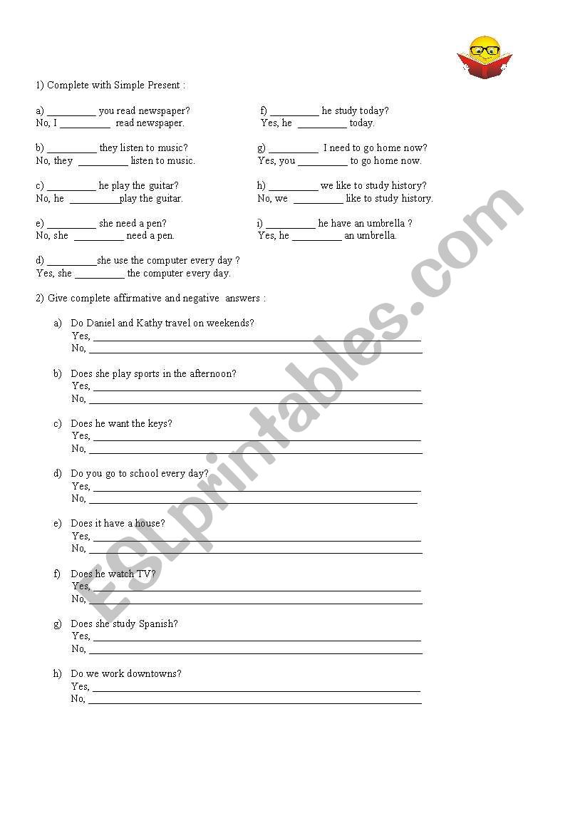 Simple Present Exercises worksheet