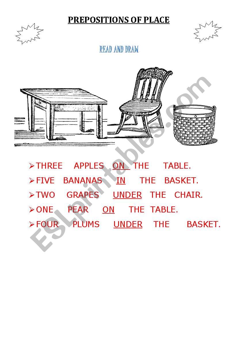 prepositions of place worksheet