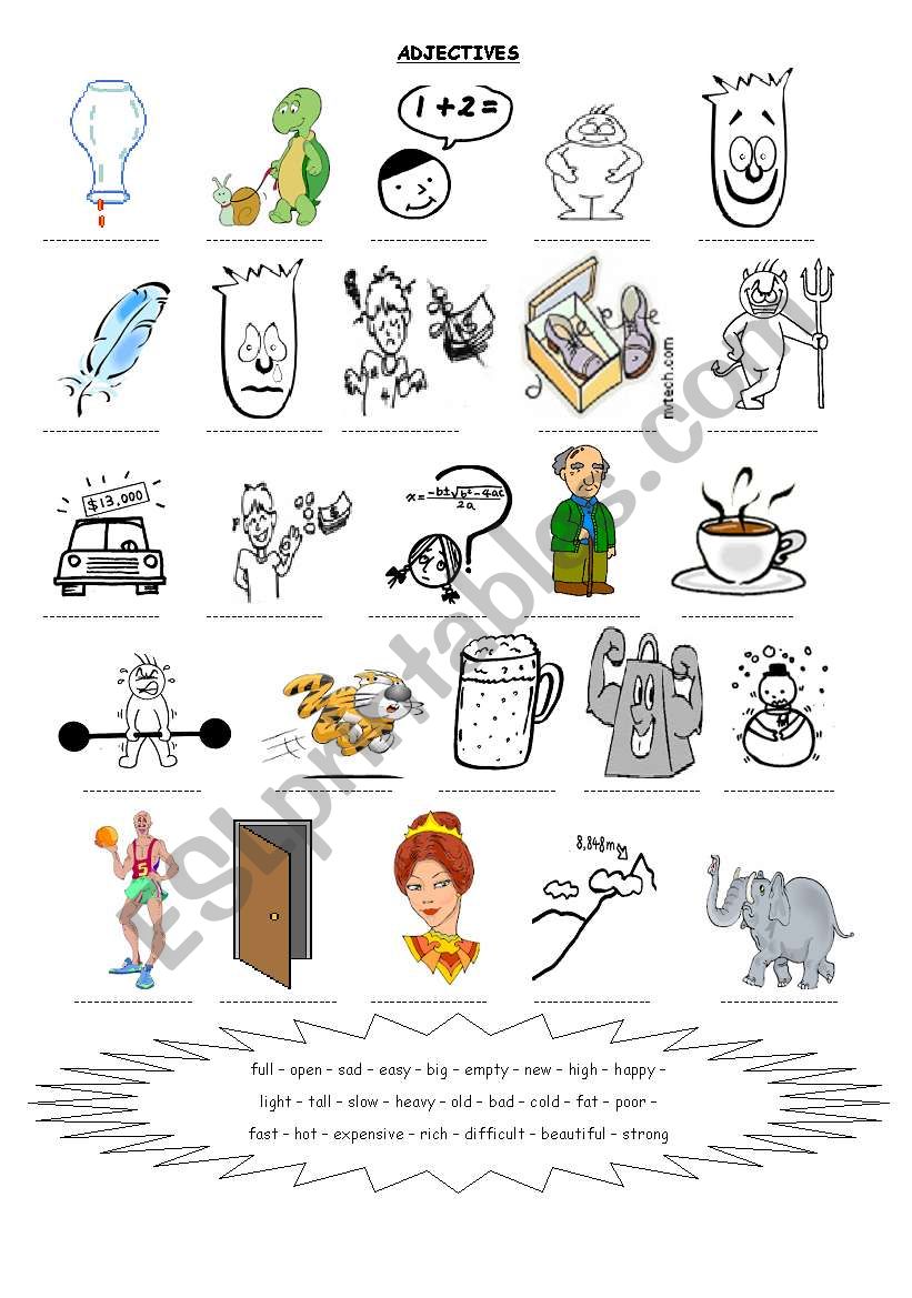 adjectives worksheet